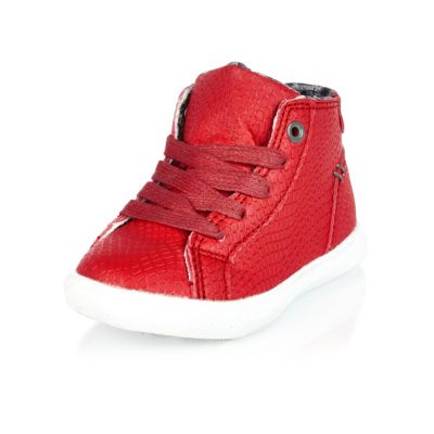 Mini boys red high top trainers